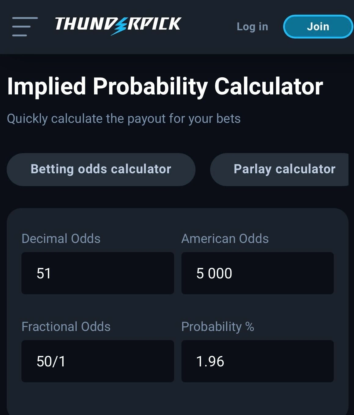 implied probability calculator